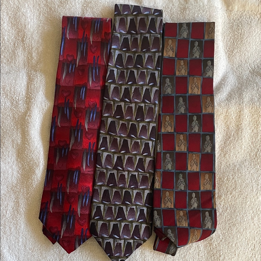 J. Garcia Red, Purple, and Multicolor Tie Set (set of 3)